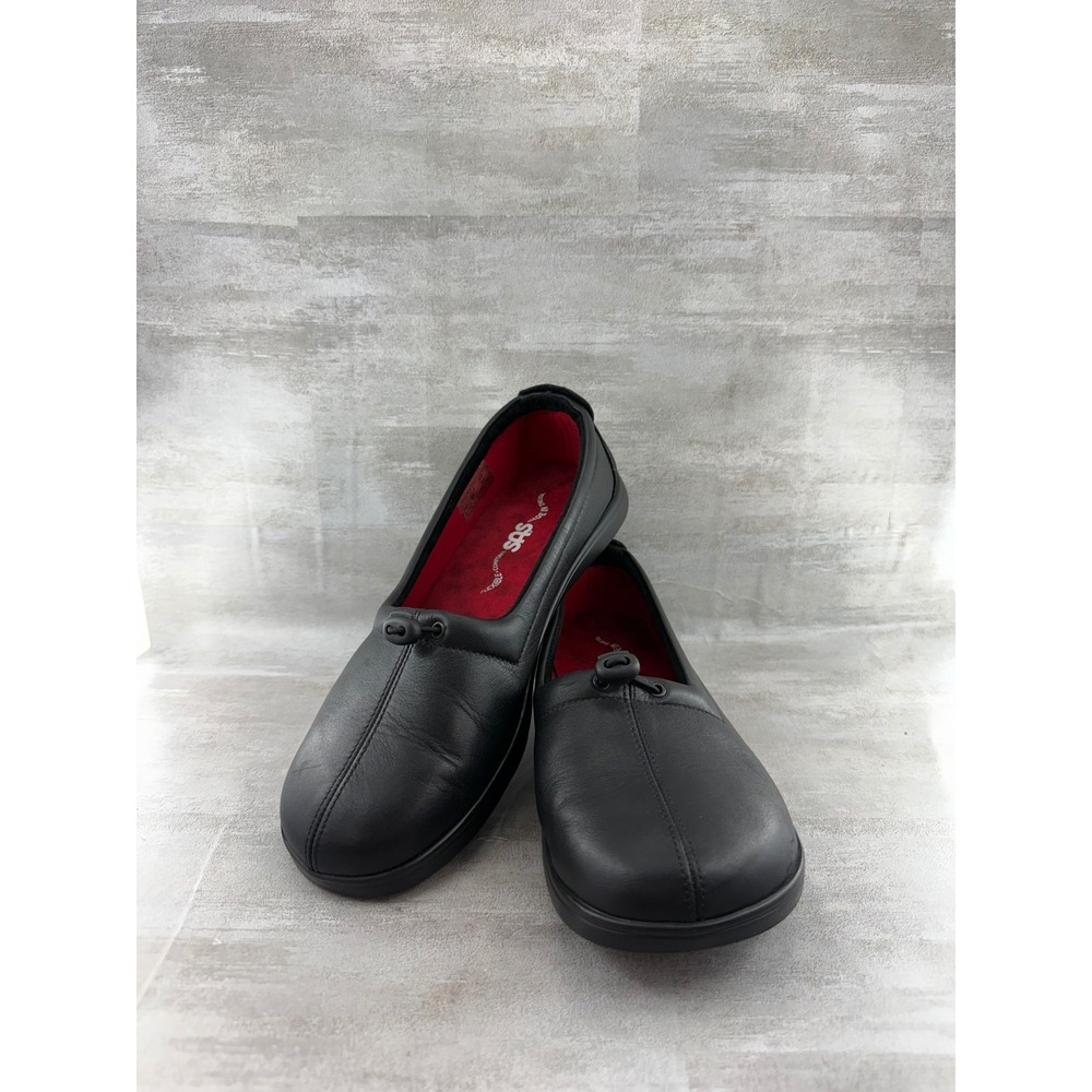 SAS Scenic Black Leather Comfort Loafers Women Sz 10 W Made in USA A8852787